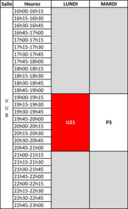 Horaire Vub